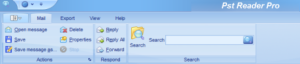 Image shows the main header of PstReader Pro email viewer for windows.