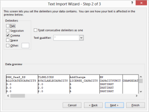 Excel Import Wizard Step 2